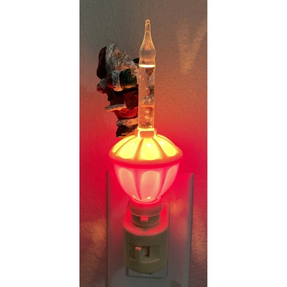 Qty 2 Roman Inc Vintage Holiday‎ Night Lights Tested Works Great-Snowman & Santa